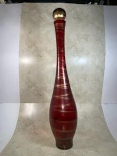 Vintage Red Tall 22'' Tall Glass Art Bottle