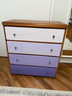 Kids Dresser with Purple Drawers