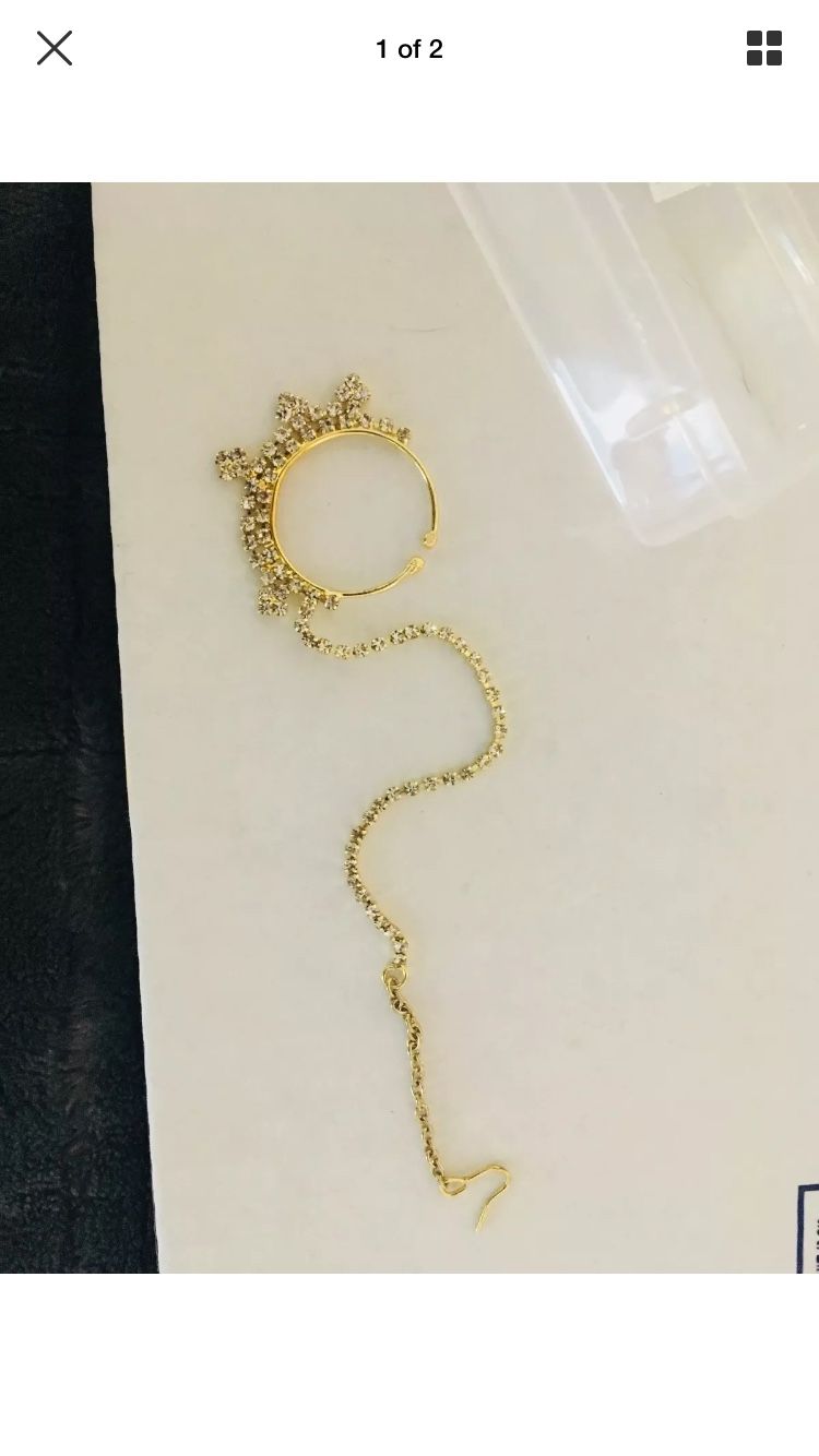 Wedding Gold Plated Gold Nose Ring For Left Nose/ Bridal Gold Nose Ring/Delicate