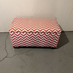 Storage Ottoman - Pink & White Chevron