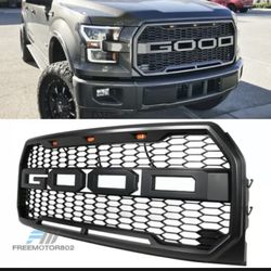 Fits 15-17 Ford F150 Front Bumper Upper Grille Matte Black