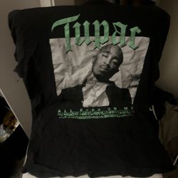 Tupac , T-shirt, Green/black, Large 