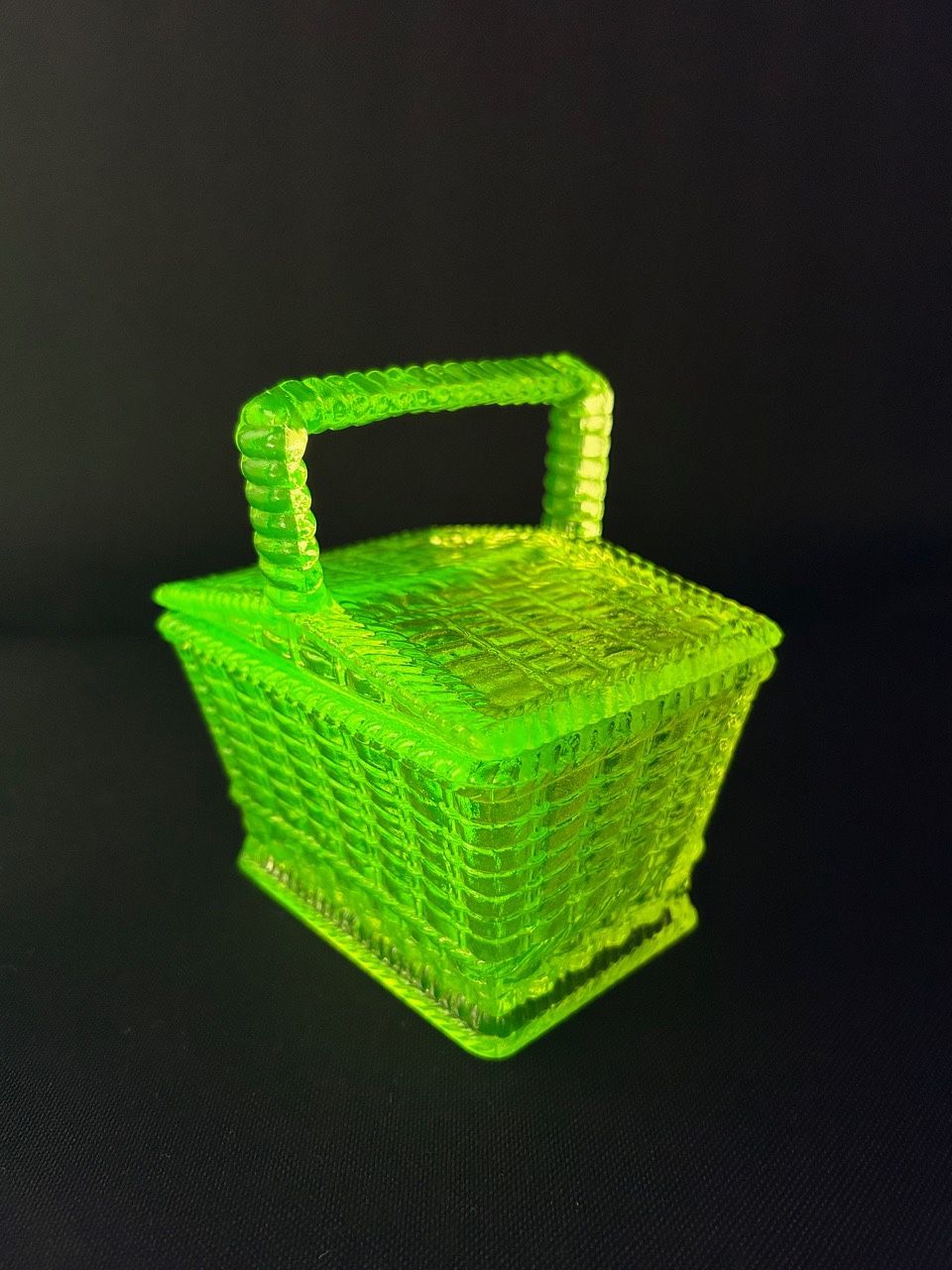Westmoreland Vaseline Glass Basket With Lid