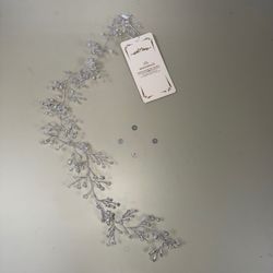 Missgrace Bridal Hair Vine Crystal Pearl Silver NWT