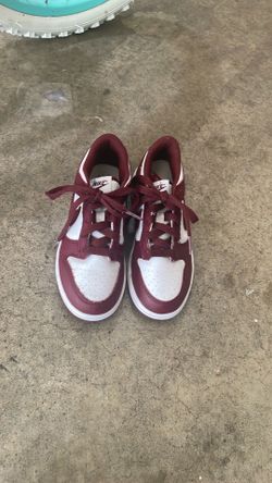 Burgundy and white Nike dunks