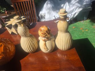 Ceramic Snowman Figurines Set of 3