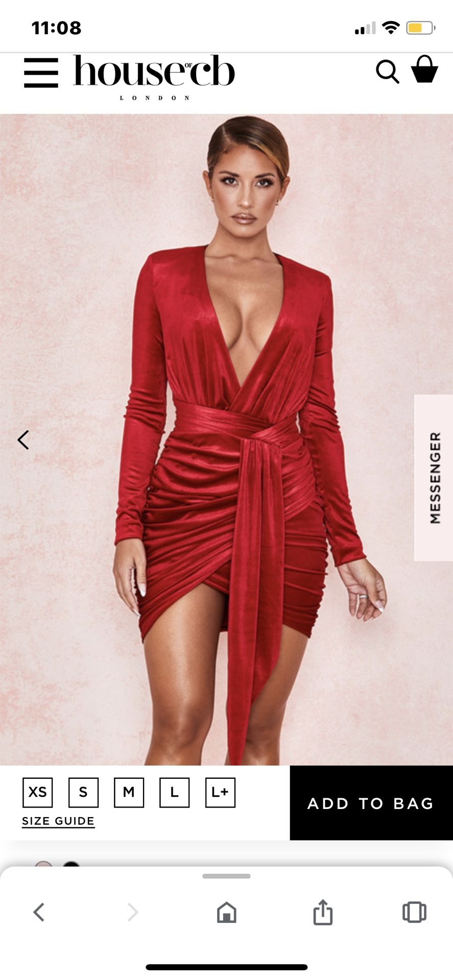 House of cb red velvet dress