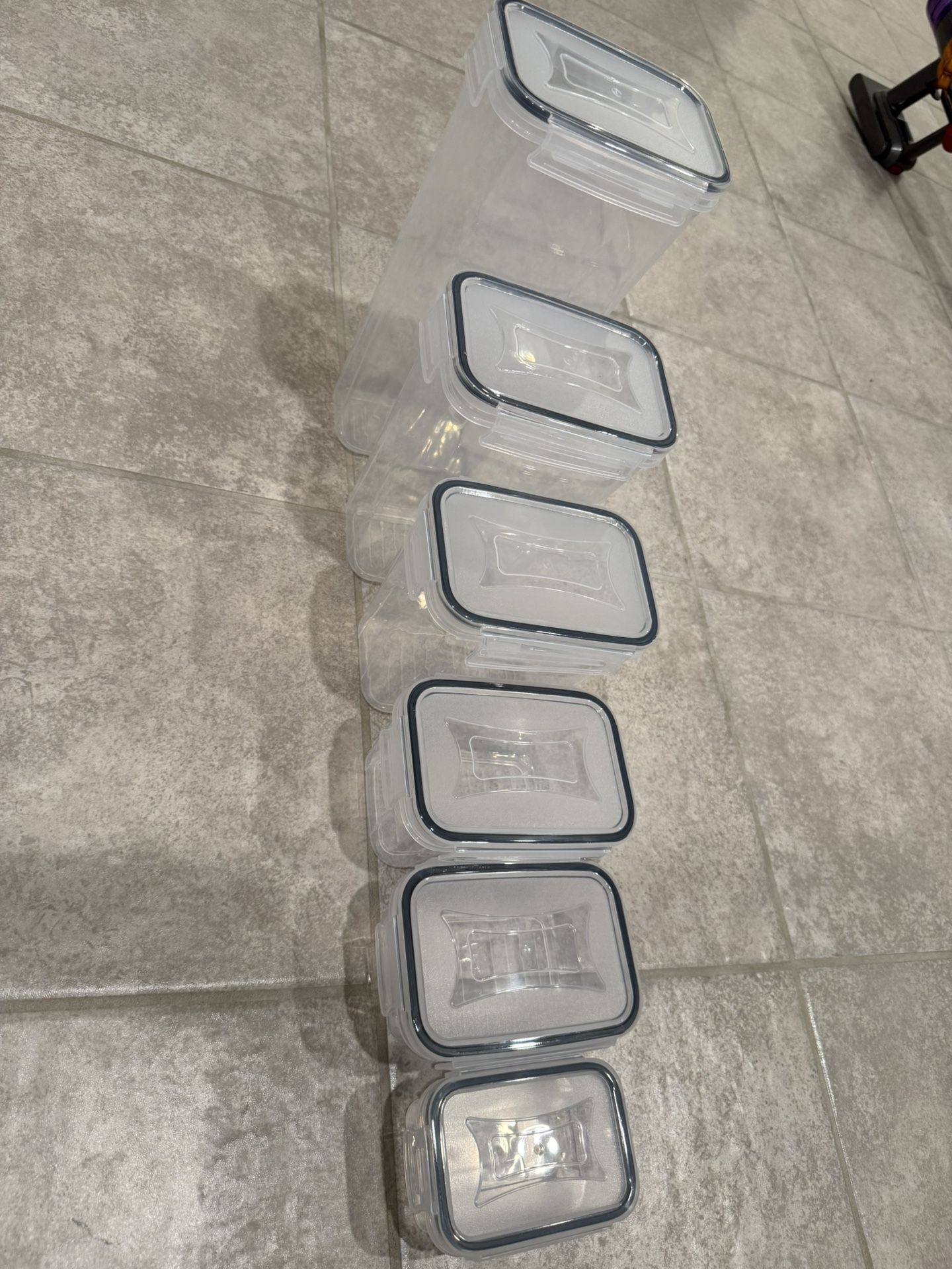 Airtight Container Set for Food Storage - 6 Pc Set - BPA Free Heavy Duty Plastic - Interchangeable Lids - Clear Plastic