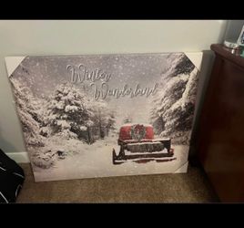 36"/28" Christmas winter wonderland canvas painting