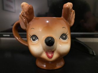 Rare Pottery Barn Cheeky Reindeer Shaped Handcrafted Ceramic Mug 12oz 