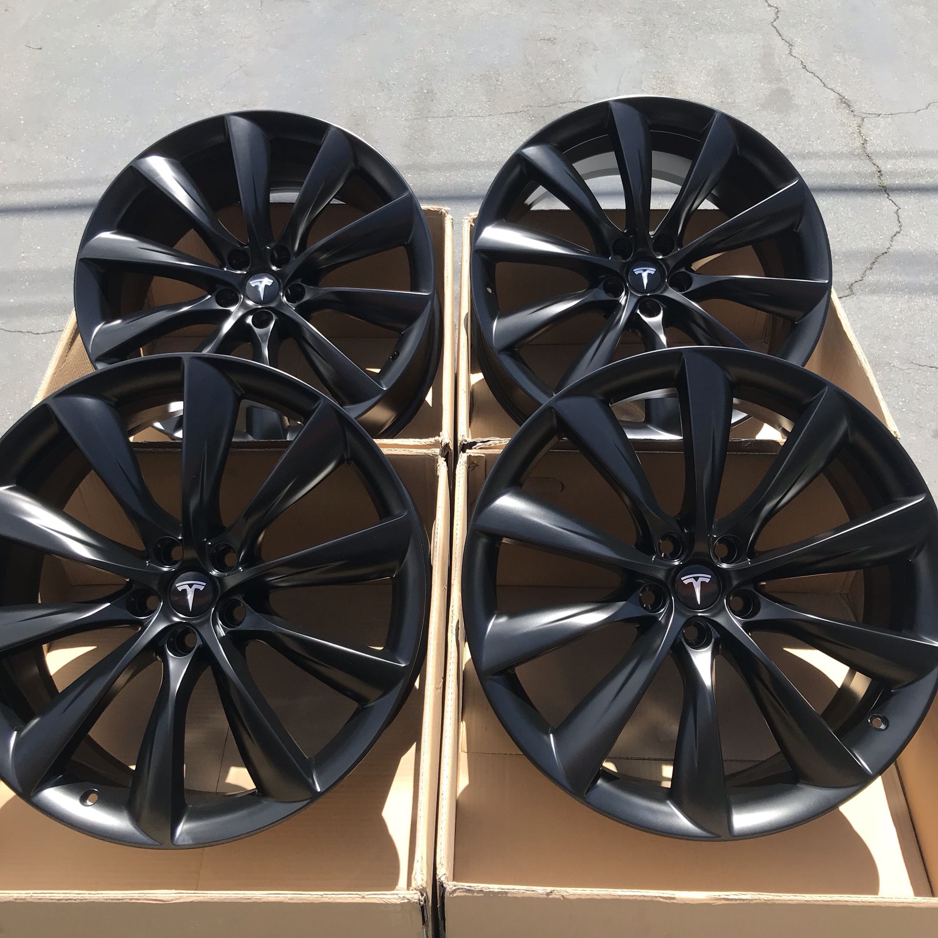 22” oem Tesla Model X factory wheels 22 inch semi gloss black rims Tesla x new