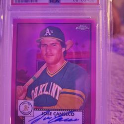 2021 Topps Chrome Jose Canseco Pink Refractor Autograph Psa9