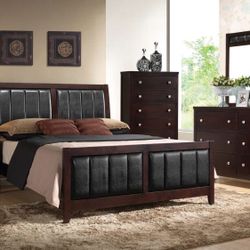 4 Piece Bedroom Set Include Queen Bed, Dresser, Mirror, 1 Nightstand…Optional Chest can be added