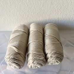 3 of 3.5 oz 8 ply new beige color Cotton Yarn Crochet Knitting