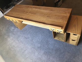Short Oak Wood Desk or Desk Hutch lots of Drawers - Pick Up Only