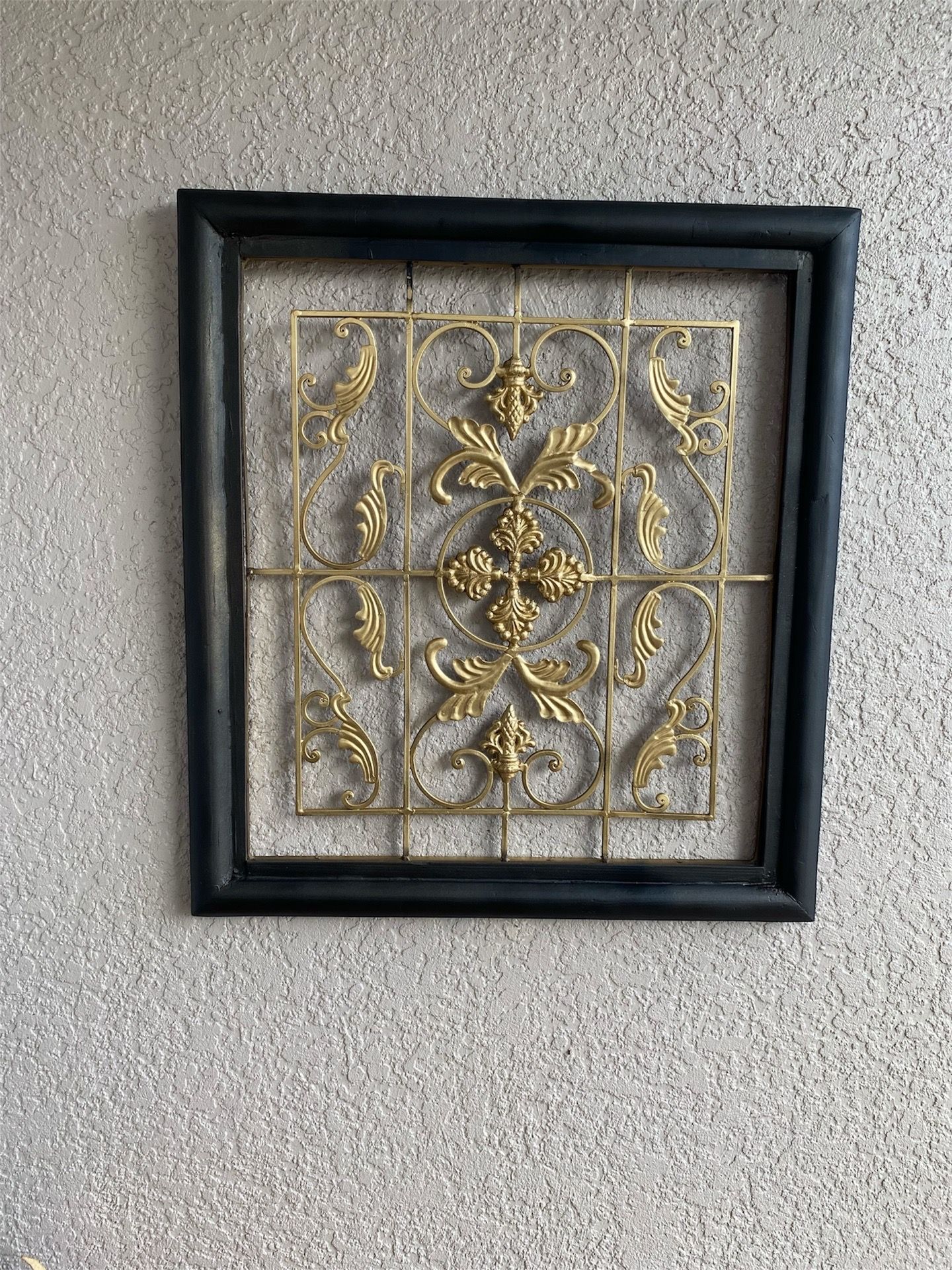 Framed wall metal and wood decor