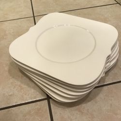 Set Of White Plates And Soup Bowl 