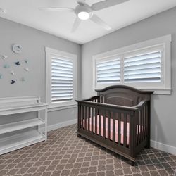 Dark Gray Oxford Baby Crib