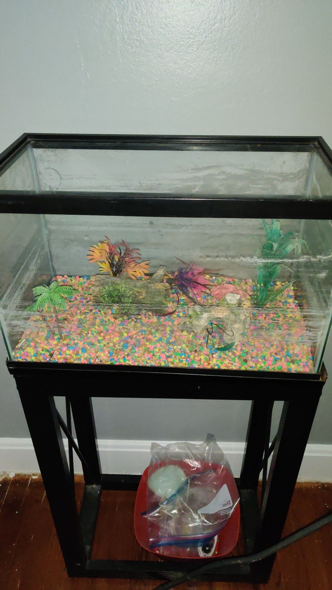 Fish tank, stand and stone . No cover $20.00
