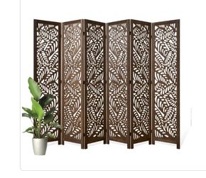 Wood carved folding screen