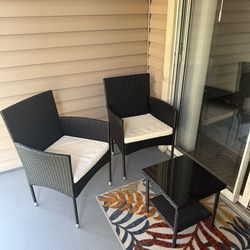 3 Pieces Wicker Patio Set with Side Table