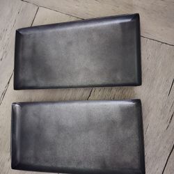 Two Gray Rectangular Metal Trays
