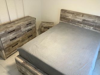 Queen size bed, Dresser and nightstand, No Mattress