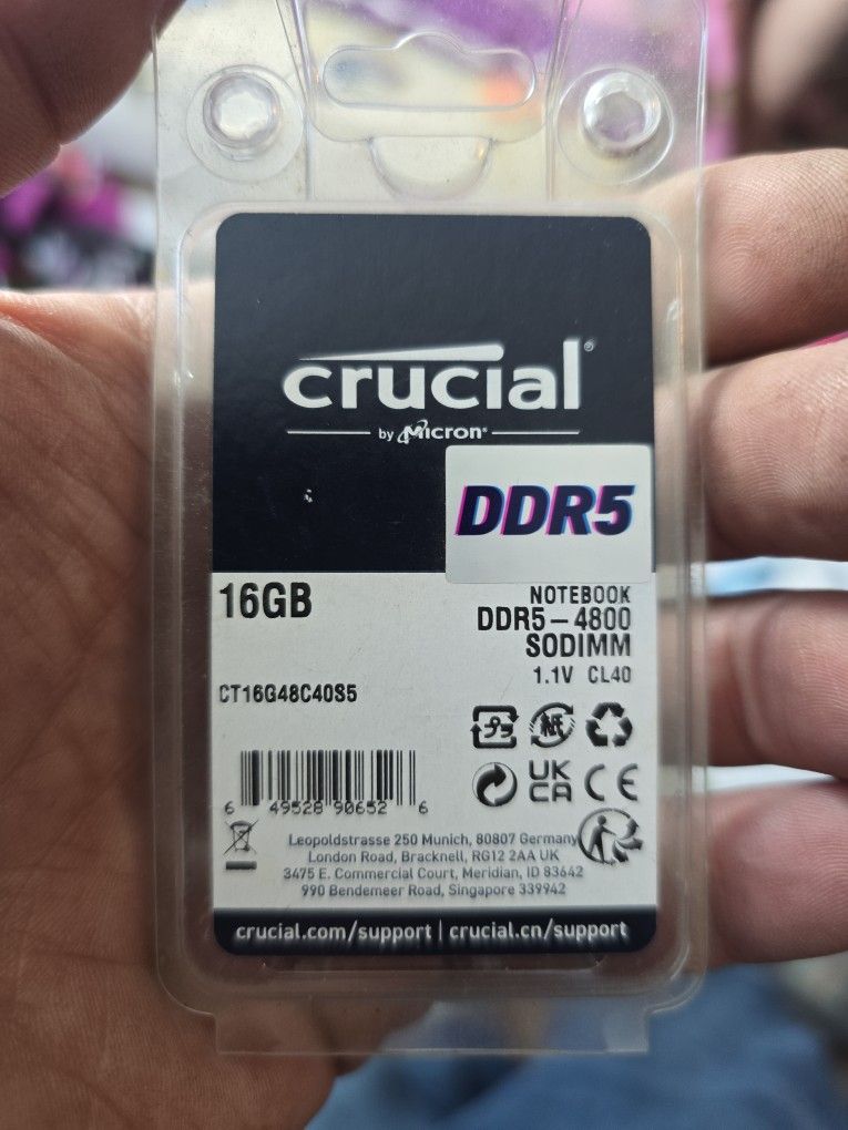 Crucial DDR5 16GB - 4800 SODIMM Notebook RAM