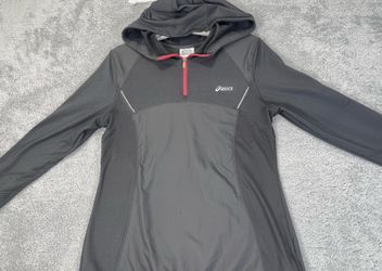 Asics Hoodie Womens Medium Gray 1/4 Zip Reflective Running Thermal Pullover