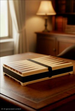 Levenger Wooden Chess & Backgammon Board Game Set, Storage Compartment, Ages 8+