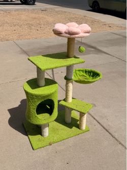 40” Carpet Cat Tree Stand with Scratch Post