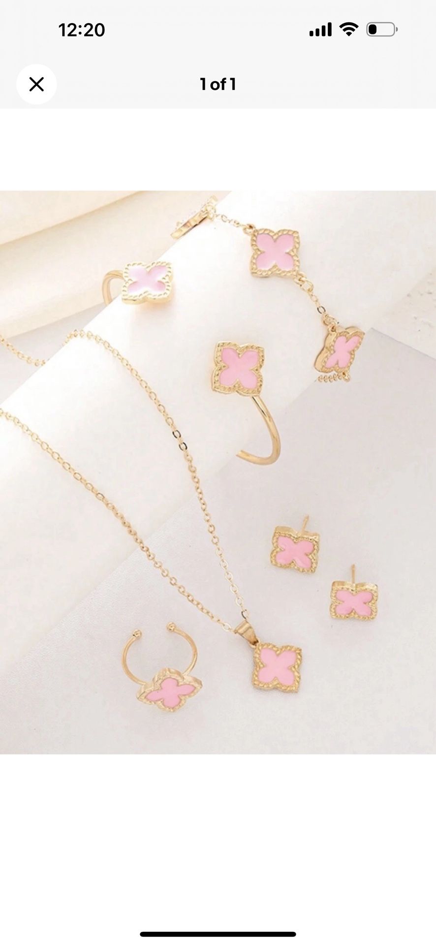 New— Pink Hollow Out Four-Leaf Clover Vintage Elegant Women's Set
