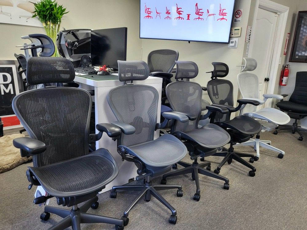 BRAND NEW HERMAN MILLER REMASTERED AERON AND CLASSIC AERON SIZE A-B-C. READY FOR PICK-UP, DELIVERY AND SHIPPING