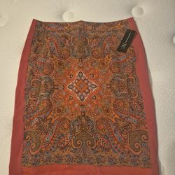 NWT INC International Concepts Skirt Women’s Size 10 Lined Red Boho Paisley Print 