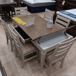 Jessica Storage Dining Table Sets W/6 Chairs---Only $599---Wow!!!---Delivery And Setup Available 