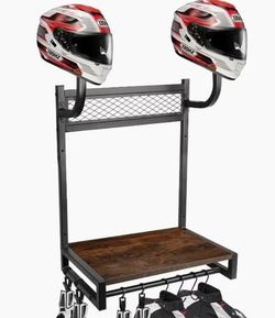 Motorcycle Helmet Holder Wall Mount with 2 Helmet Rack