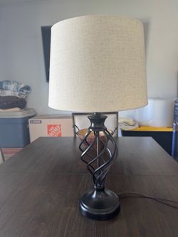 Table Lamp with Spiral Metal Base