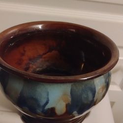 Glazed Pottery Planter Vase With Hole Insert 4"1/2 