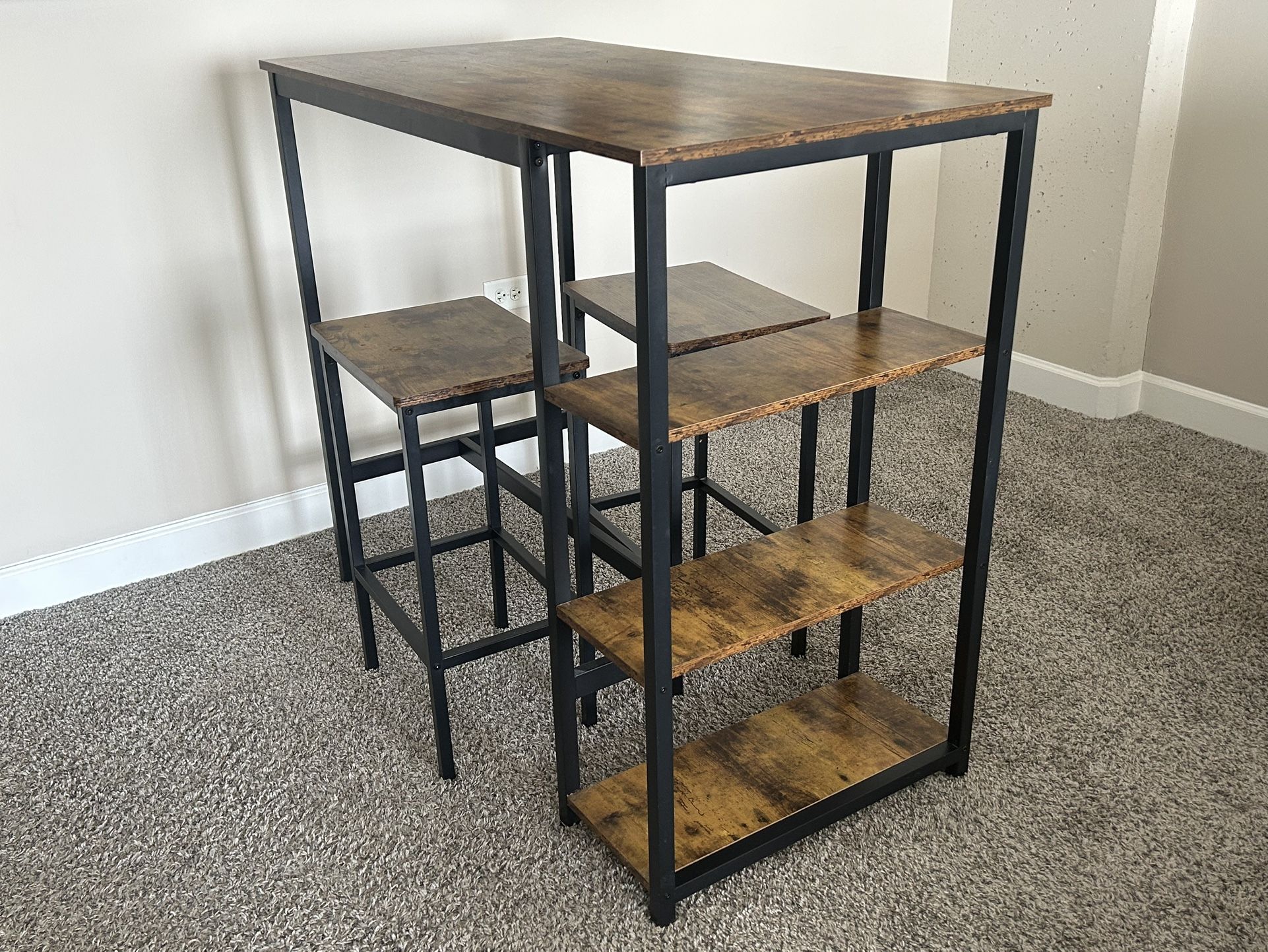 3-Piece Brown Bar Table/Kitchen Island