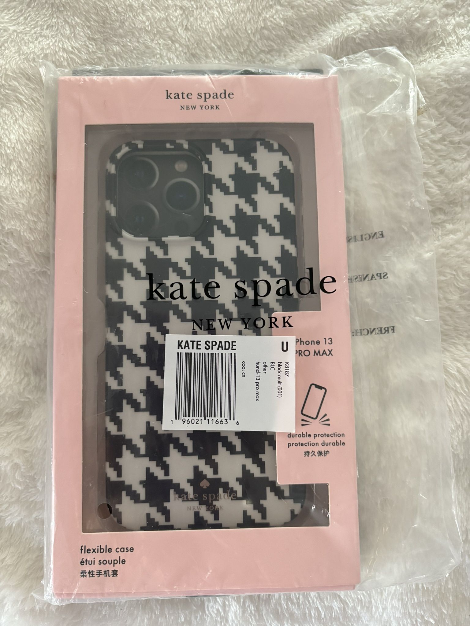 Kate Spade IPhone 13 Pro Max Black and White Houndstooth