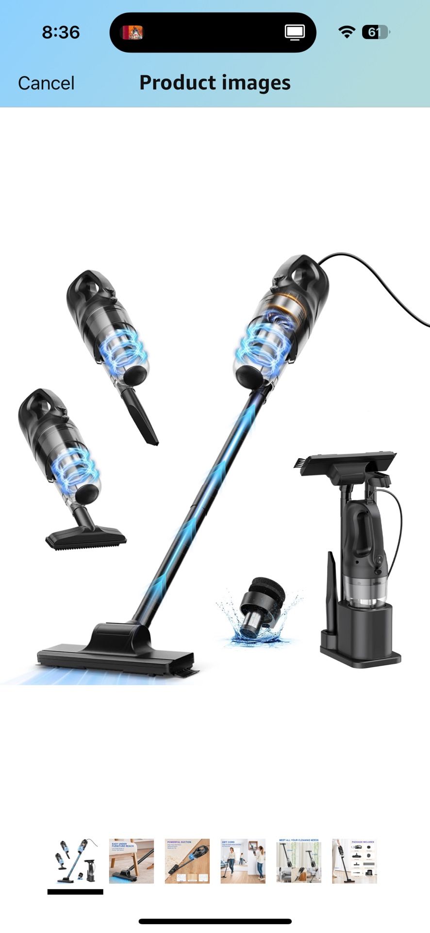 Croded Vacuum Cleaners 20Kpa Powerful Suction Ultra-Light Stick Vacuum for Hard Floor Pet Hair Vacuum