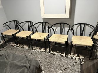 5 Mid Century Woven Dining Chairs