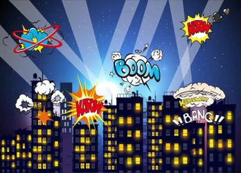 Superhero Cityscape Theme Backdrop Night Scene Comics Style Building Photography