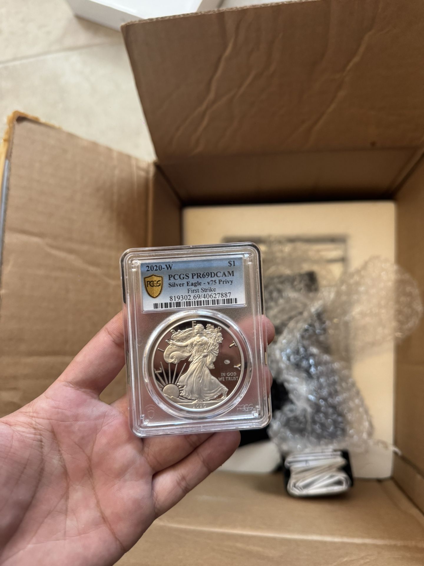 2020 W proof silver eagle World War II V75 PRIVY PCGS PR69 DCAM FIRST STRIKE