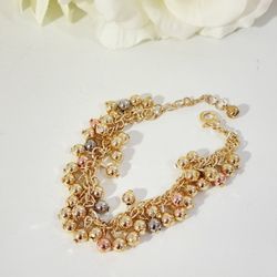 14k Gold Plated Bead Tricolores Bracelets 
