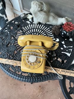 Vintage Yellow Rotary Dial Telephone