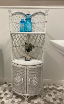White wicker stand
