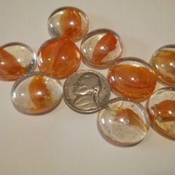 Glass Pebbles (Orange/Clear) 30 Pieces
