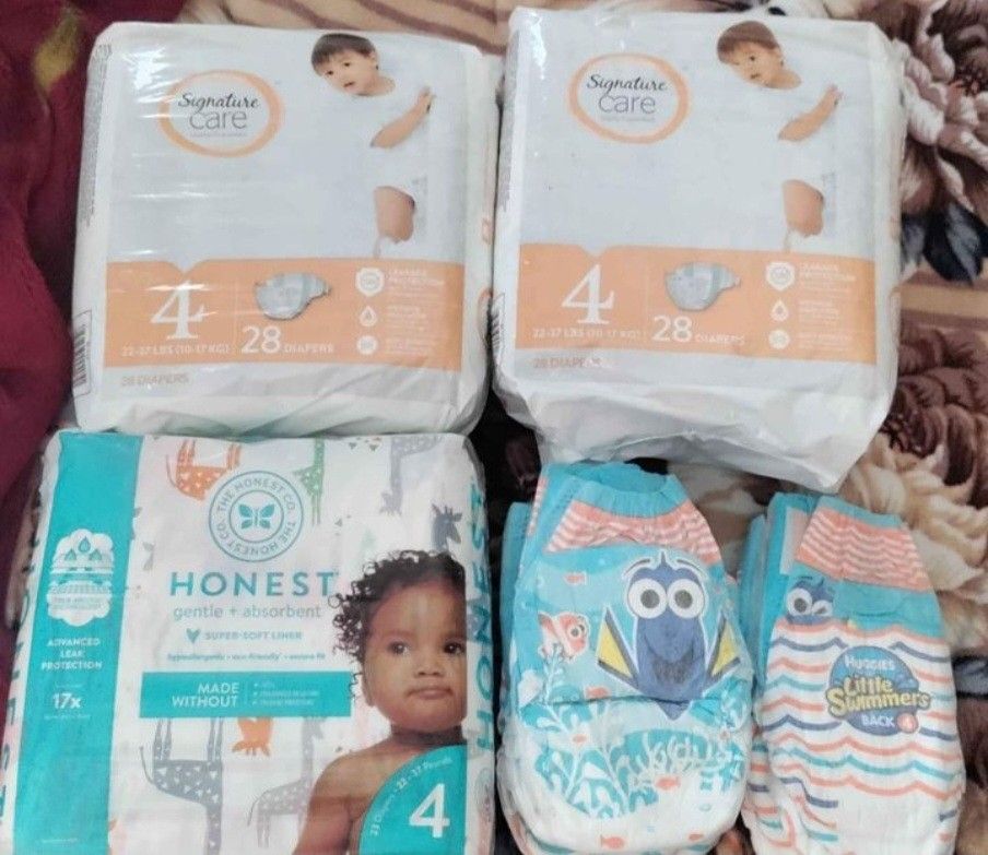 Size 4 Diapers + Little Swimmers