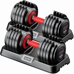 55LB Adjustable Dumbbell Set,10 in 1 Free Weights Dumbbell with Anti-Slip Texture Handle,1 Sec Speed Adjustment Men/Women Gym and Home Strength Traini